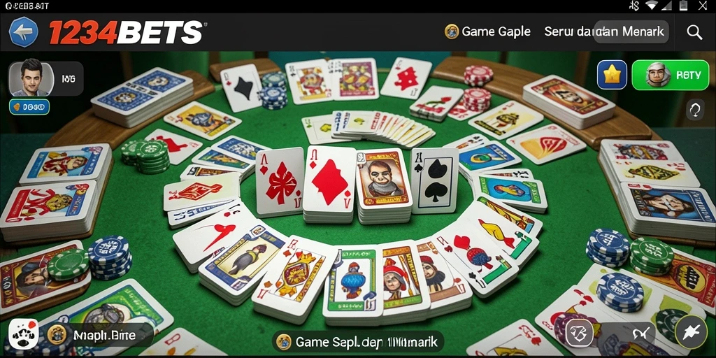 Tampilan gameplay Gaple yang menarik dan interaktif di 1234BETS.