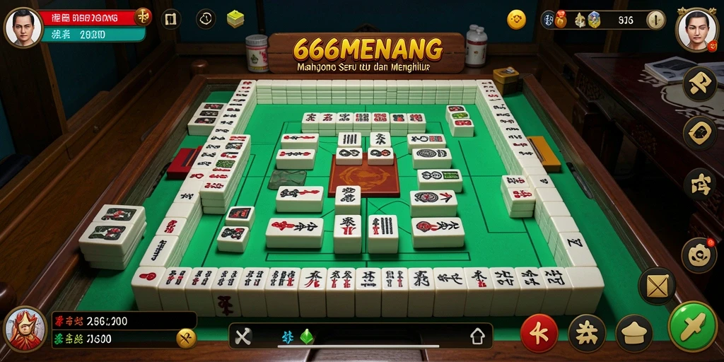 Tangkapan layar utama dari gameplay <strong>666MENANG</strong> menunjukkan aksi permainan Mahjong yang seru.