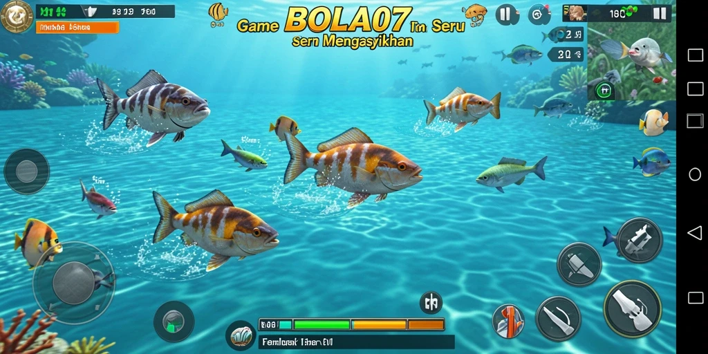 Tampilan gameplay menarik BOLA07 saat menangkap ikan.