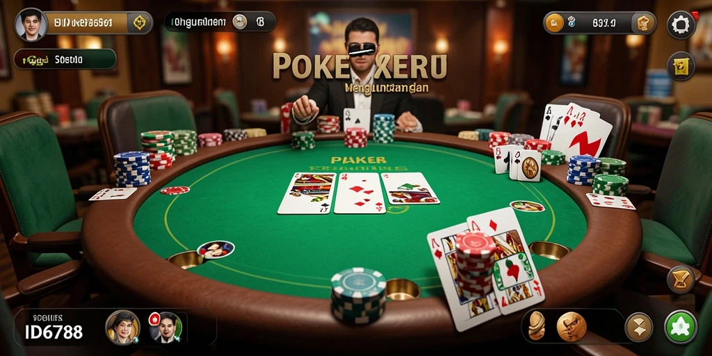 Gameplay seru Poker di ID6788 dengan interaksi pemain yang dinamis.