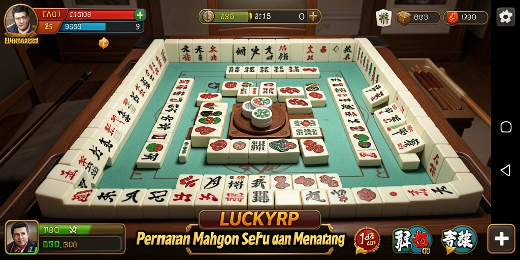 Screenshot gameplay LUCKYRP menampilkan papan Mahjong yang seru.