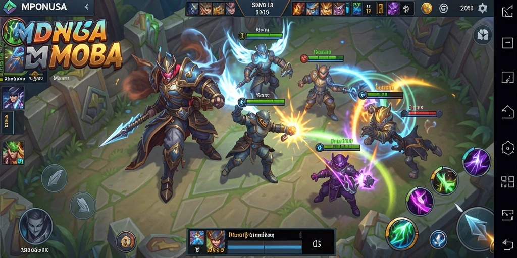 Tangkapan layar gameplay seru dalam MPONUSA, menampilkan aksi pertempuran MOBA.