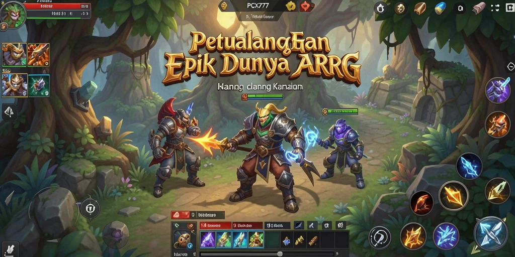 Tampilan gameplay dinamis dalam dunia fantastis ARPG.