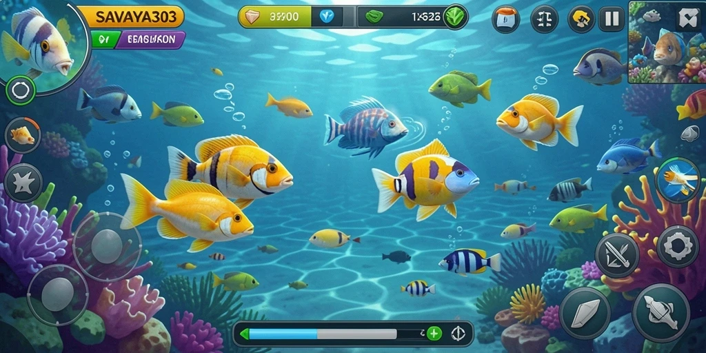 Tampilan gameplay seru dalam SAVAYA303 dengan tembak ikan.